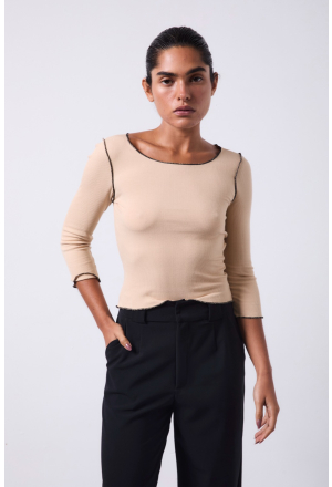 BLUSA MANGA GOLA U RIBANA BEGE