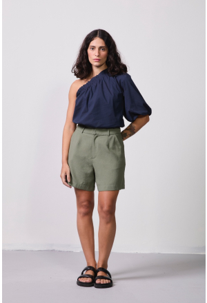 BLUSA UM OMBRO BUFANTE MARINHO