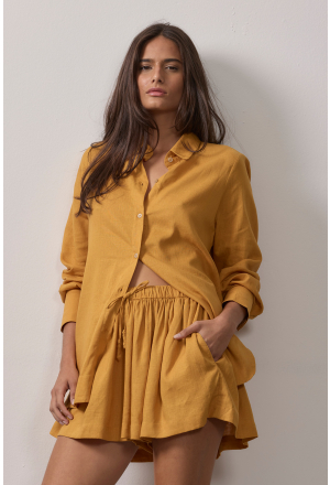 SHORT DRAPEADO CAMBRAIA MOSTARDA