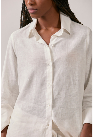 CAMISA SOCIAL ARREDONDADA CAMBRAIA OFFWHITE