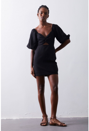 VESTIDO BUFANTE LINEN PRETO