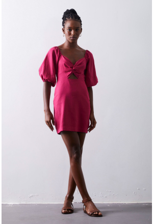 VESTIDO BUFANTE LINEN FRAMBOESA