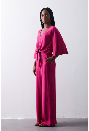 CALÇA MIDI RAYON SATIN FRAMBOESA