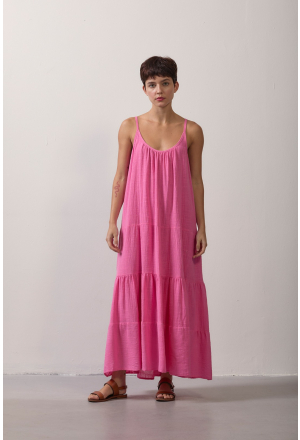 VESTIDO MAXI DECOTE U ROSA