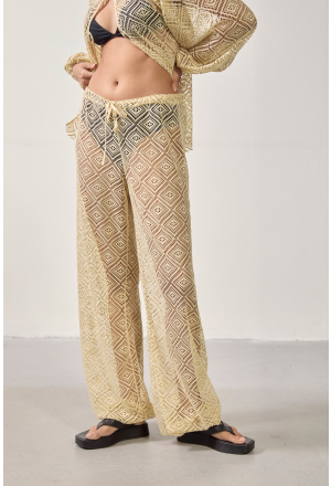 CALÇA CROCHET PIPA BEGE