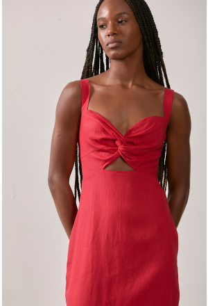 VESTIDO VAZADO NÓ VERMELHO