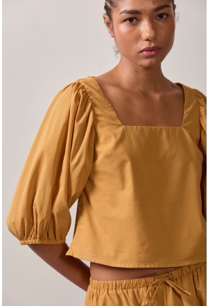 BLUSA MANGA BUFANTE MOSTARDA