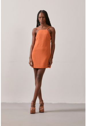 VESTIDO MINI DECOTE QUADRADO LARANJA