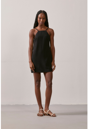 VESTIDO MINI DECOTE QUADRADO PRETO