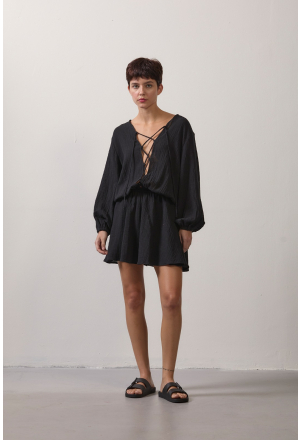 VESTIDO MINI DECOTE CRUZADO PRETO