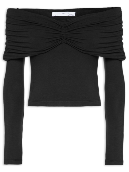 BLUSA OMBRO A OMBRO FRANZIDA PRETO