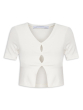BLUSA CROPPED VAZADA CANELADA OFFWHITE
