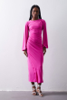 VESTIDO DRAPEADO MANGA BUFANTE DECOTE COSTAS LONGO PINK