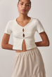 BLUSA CROPPED VAZADA CANELADA OFFWHITE