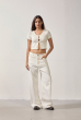 BLUSA CROPPED VAZADA CANELADA OFFWHITE