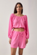 BLUSA CROPPED MANGA BUFANTE FRANZIDA ROSA