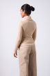 BLUSA MANGA GOLA RIBANA CANELADA BEGE