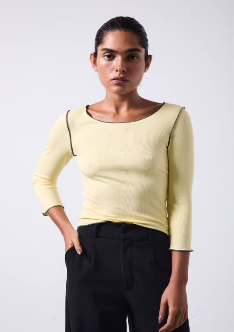 BLUSA MANGA GOLA U RIBANA AMARELO