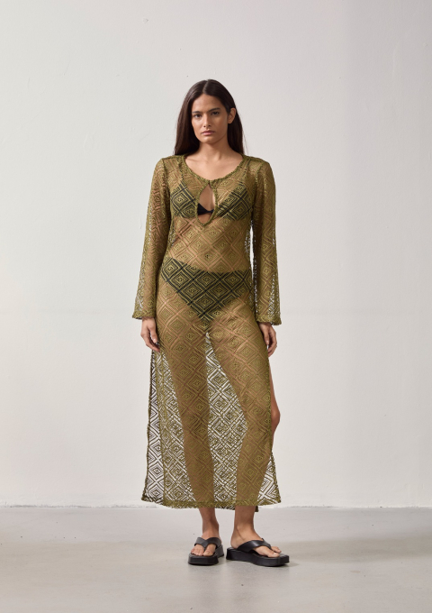 VESTIDO CROCHET GOTA VERDE