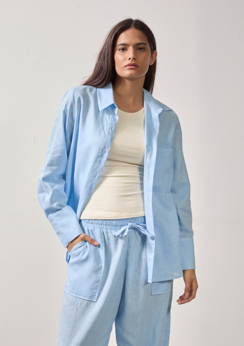 CAMISA SOCIAL CAMBRAIA AZUL CLARO