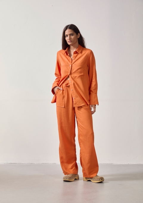 CAMISA SOCIAL CAMBRAIA LARANJA