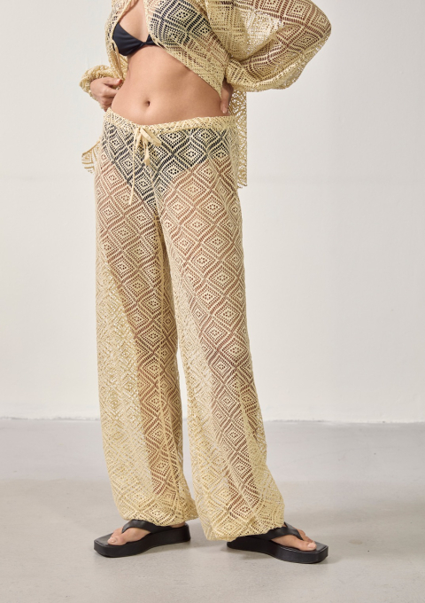 CALÇA CROCHET PIPA BEGE