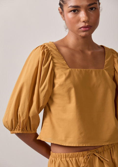 BLUSA MANGA BUFANTE MOSTARDA