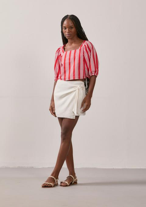 BLUSA MANGA BUFANTE LISTRAS