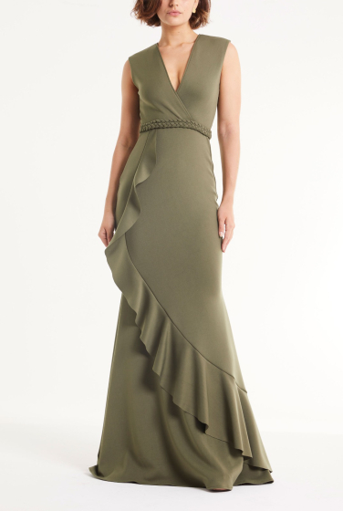 VESTIDO DECOTE SEREIA BABADINHO LATERAL