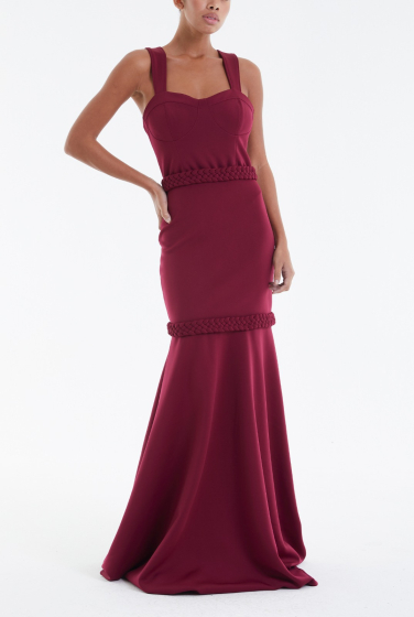 VESTIDO CORPETE SAIA LONGA TRANÇA SEREIA