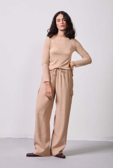 BLUSA TEXTURE MANGA BEGE