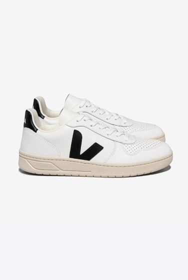 TENIS VEJA V-10 LEATHER EXTRA WHITE BLACK