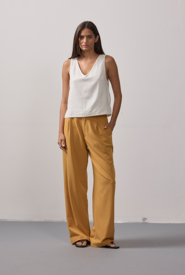 BLUSA DECOTE V CAMBRAIA OFFWHITE