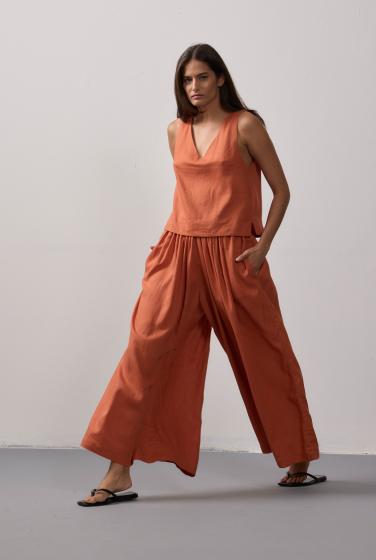 CALÇA DRAPEADO CAMBRAIA TERRA