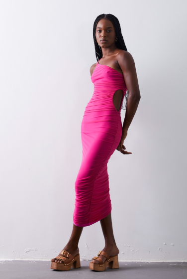 VESTIDO TULE UM OMBRO PINK