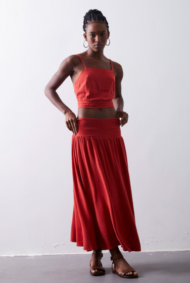 SAIA RODADA LINEN VERMELHO