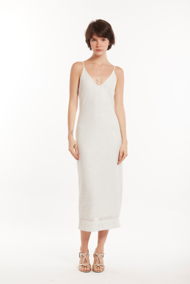 VESTIDO PAETE MIDI BRANCO