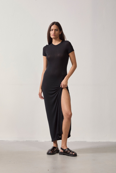 VESTIDO T-SHIRT GAZE PRETO