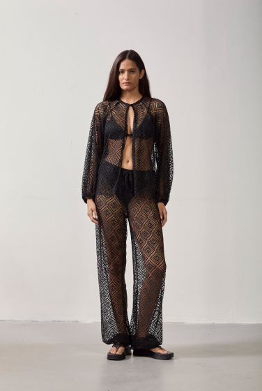 CALÇA CROCHET PIPA PRETO