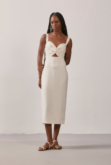 VESTIDO VAZADO NÓ OFFWHITE