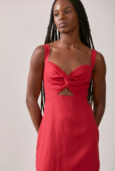 VESTIDO VAZADO NÓ VERMELHO