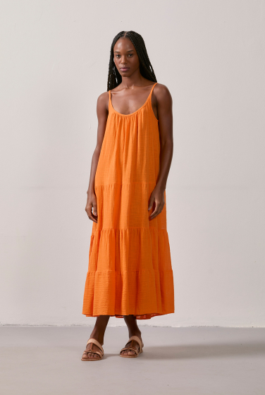 VESTIDO MAXI DECOTE U LARANJA