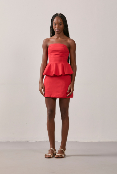 SHORT SAIA LINHO VERMELHO