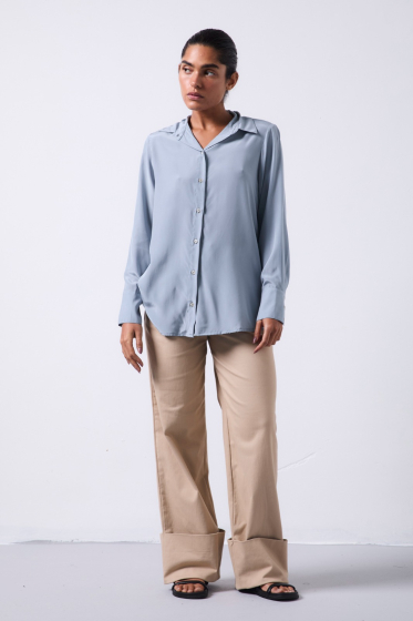 CAMISA BOYFRIEND SEDA AZUL CLARO